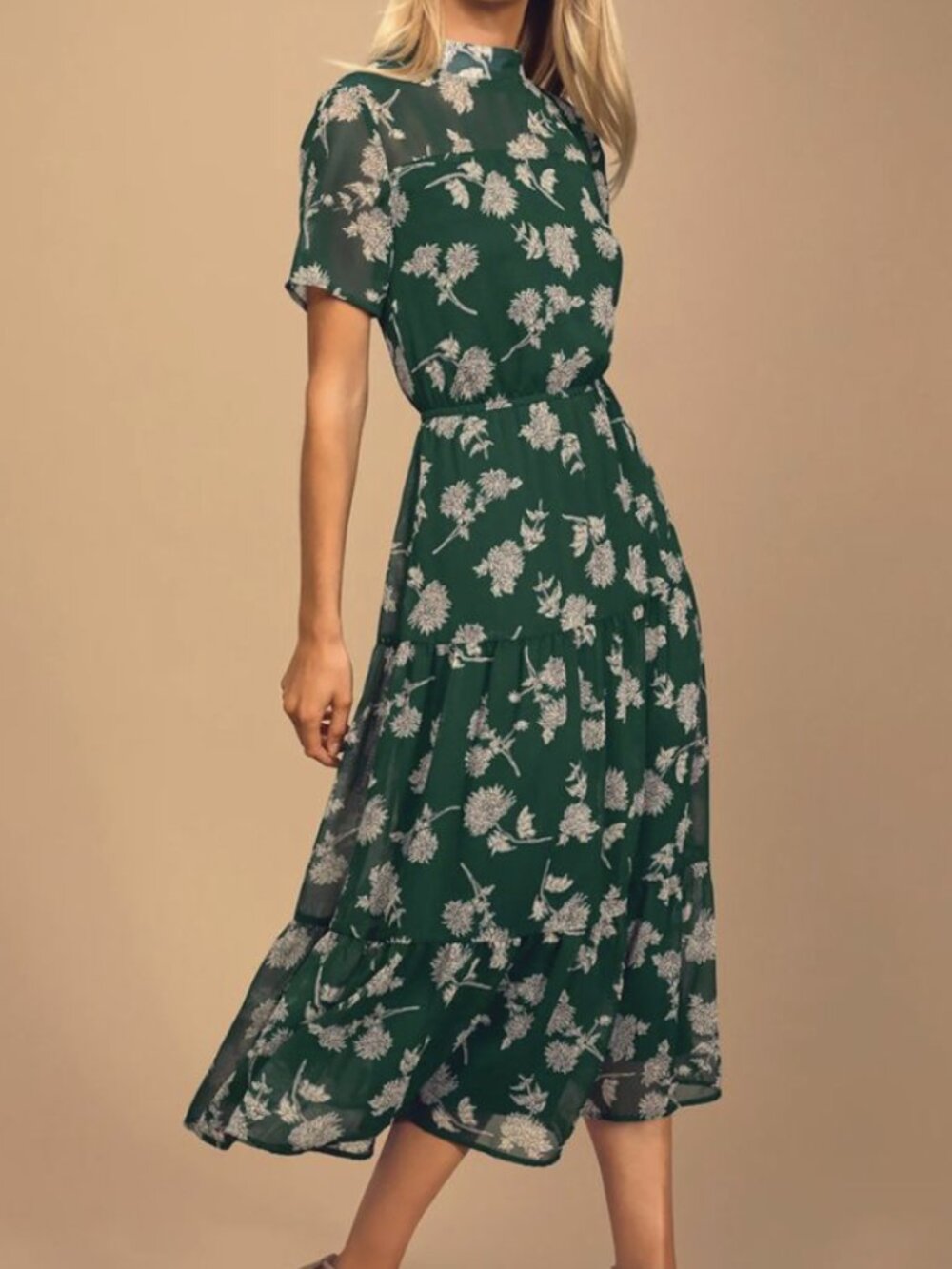 Lulus Floral Tiered Midi Dress | XS | Feminine Cottagecore Style